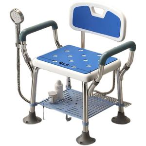 เก้าอี้อาบน้ำพับได้ข้างเตียง ทำจากอลูมิเนียมและพลาสติก สำหรับผู้สูงอายุ พร้อมกระโถน - Product Image 3