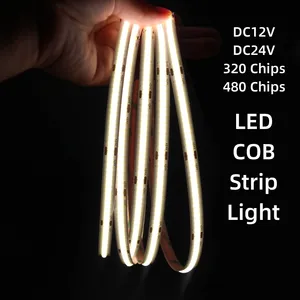 DIY प्रकाश और सजावट के लिए हॉट सेल COB LED स्ट्रिप 12V 24V डॉटलेस COB स्ट्रिप लाइट