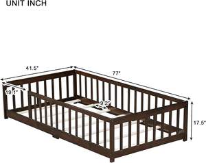 เตียงสองชั้นแบบมอนเตสซอรี่พร้อมแผ่นไม้สำหรับผู้ใหญ่และเด็กโครงเตียงแบบมอนเตสซอรี่ทำจากไม้พร้อมแผ่นกั้นเพื่อความปลอดภัย - Product Image 5