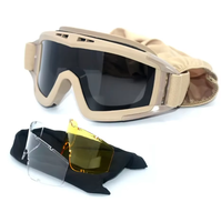 Lunettes tactiques anti-vent, anti-buée, avec lentilles interchangeables 3 couleurs, lunettes de sécurité pour sports de plein air, tir, protection des yeux