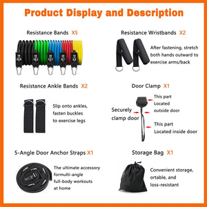Juego de Bandas de Resistencia para Entrenamiento en 5 Colores con Sistema de Anclaje a la Puerta - Product Image 2