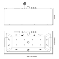 Baignoire à hydromassage en acrylique blanc à surface solide pour 2 personnes, jets d'eau pour salle de bain, utilisation en extérieur, comprend un drain