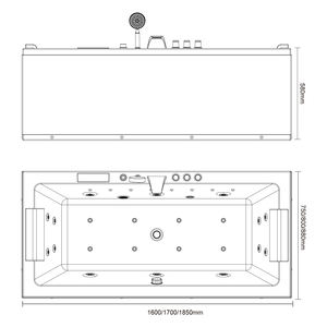 Bañera de <span class=keywords><strong>Hidromasaje</strong></span> de Acrílico Blanco de Superficie Sólida para 2 Personas, con Jets de Agua para Baño o Uso en Exteriores, Incluye Desagüe - Product Image 3