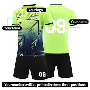 Sport Gym Run Quick Dry Hommes T Shirt Personnalisé Fitness Maillots De Football Noir Vert Football Enfants Football Kits Maillots Ensemble - Product Image 4