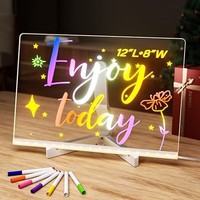 Tableau d'écriture numérique lumineux fluorescent effaçable pour enfants, en acrylique, pour messages et dessins, idéal pour l'écriture transfrontalière