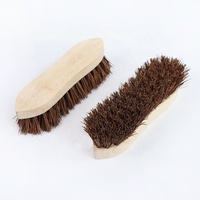 Brosse en crin de cheval en soie brune Brosse à paume Manche en bois Tampico Poils de palmyre Raclette de sol barbecue et endroits Fibre de palmyre