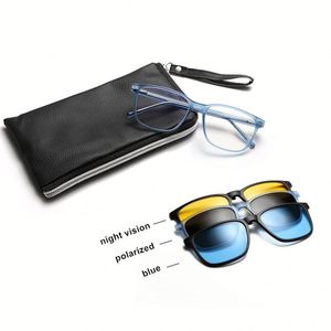 Gafas Ópticas Cuadradas de Moda 2025 con Logotipo Personalizado, Monturas con Clip Magnético Polarizado UV400 TR90 para Hombre y Mujer - Product Image 4