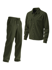 Conjunto de Otoño Invierno para Hombre, Chaqueta de Pana con Botones y Solapas, Pantalones Largos Casuales de Manga Larga - Product Image 4