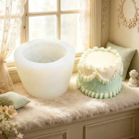 Moule en silicone 3D Cœur d'amour pour gâteau, décoration de gâteau, bougie d'aromathérapie, et création de motifs en sucre DIY