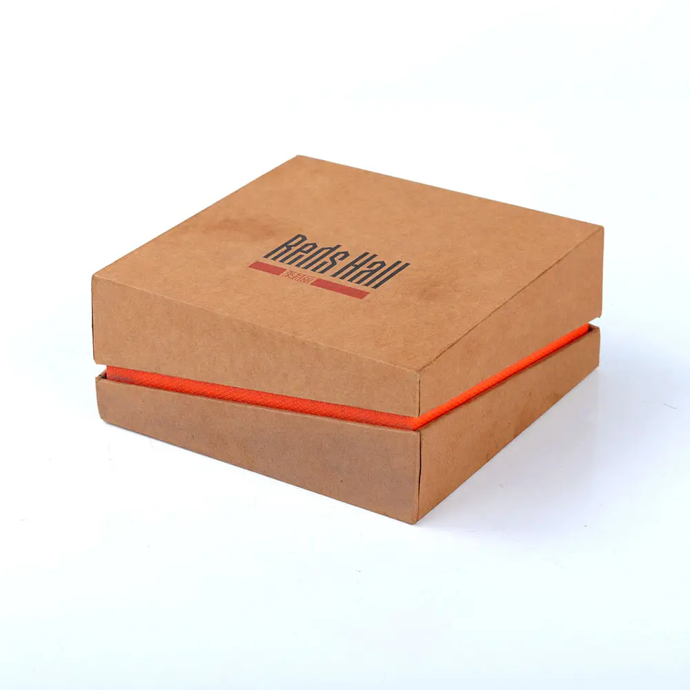 갈색 크래프트 뚜껑과 기본 포장 상자 양각 된 사용자 정의 로고 레이스 가장자리 재활용 크래프트 종이 상자