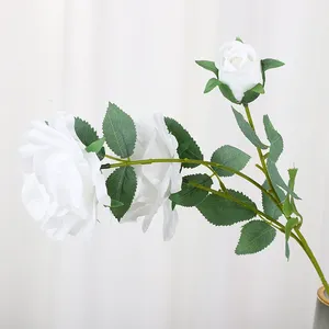 Roses en velours, 37 cm, tige unique, rose artificielle pour la Saint-Valentin, best-seller, 3 têtes - Product Image 5