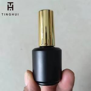 Frascos de vidrio vacíos de 15 ml para esmalte de uñas en gel, pequeños, con brocha, contenedores rellenables, transparentes, negros, para almacenamiento DIY - Product Image 1