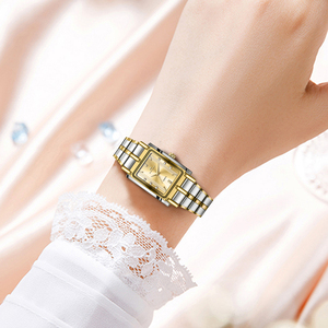 Ensemble de montres carrées en quartz pour couple, acier inoxydable, étanche, mode, montres-bracelets assorties pour homme et femme - Product Image 5