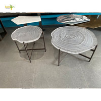 Table basse minimaliste italienne en cristal table à thé ovale ondulation de l'eau tables basses en acrylique
