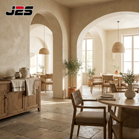 Chaise en bois tressé sur mesure J2S et table ronde en pierre, solutions d'ameublement pour hôtels et restaurants, sièges de comptoir design, fabrication en usine