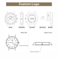 Montre mécanique pour homme avec logo de marque personnalisé, mouvement automatique, épaisseur de boîtier de 14 mm, fermoir papillon