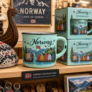 Taza de Café de Cerámica con Diseño de Barco Vikingo y Bandera, Souvenir de <span class=keywords><strong>Noruega</strong></span>, Europa, para Venta al por Mayor, Personalizable, ODM, OEM - Product Image 2