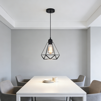 Lustre carré en fer moderne et simple pour salle à manger, ampoule LED E27, taille moyenne, hauteur réglable, lampe de table à intensité variable