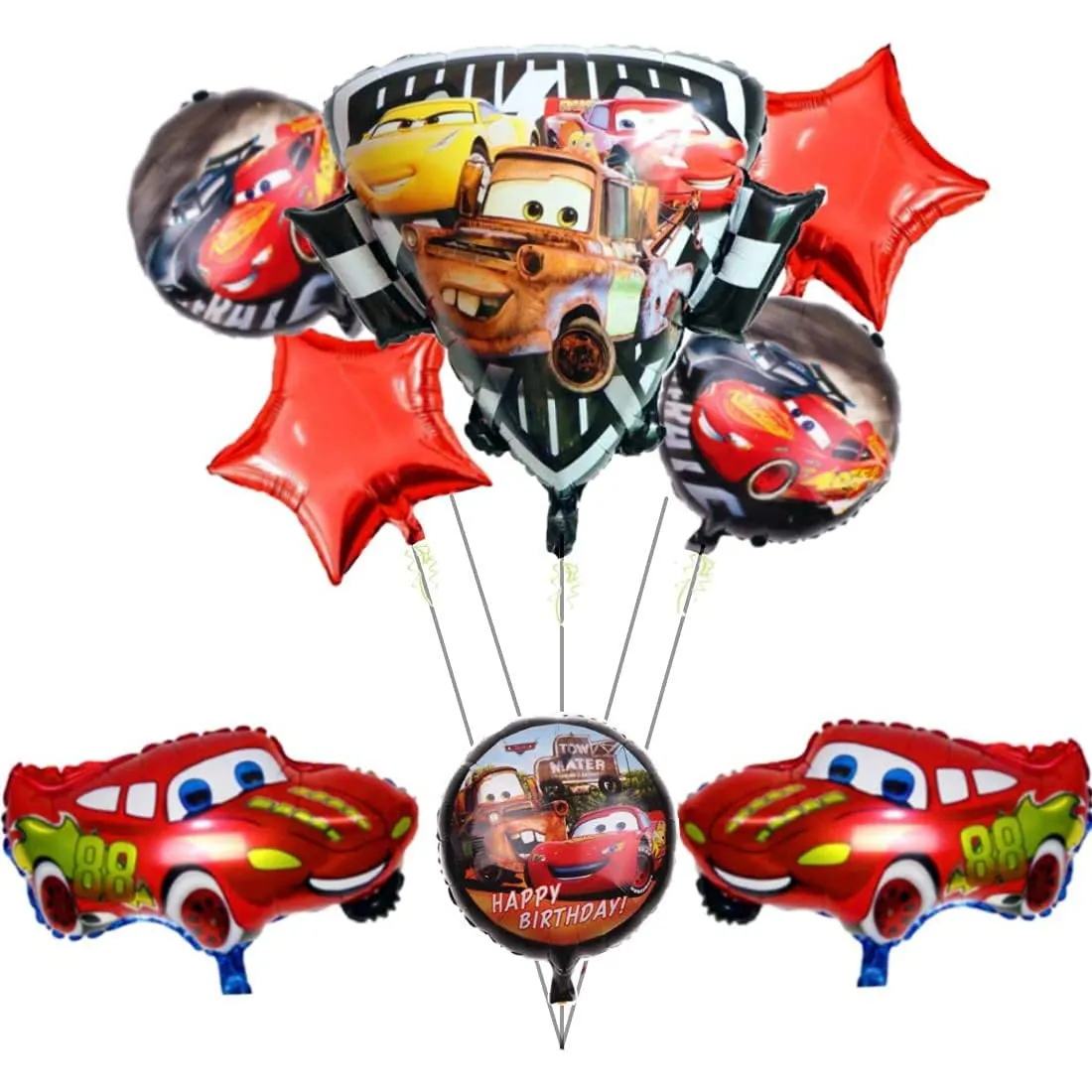 Voitures ballons foudre Bouquet voitures de course ballons en aluminium pour enfant anniversaire Baby Shower décorations de fête