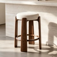 Tabouret de bar haut en bois massif, style minimaliste moderne, avec dossier, pour usage commercial ou domestique, design nordique, luxe léger