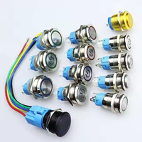 Interrupteurs à bouton-poussoir en acier inoxydable Ip67 20A 12mm 16mm 19mm interrupteur à bouton modulaire avec lampe pour voiture