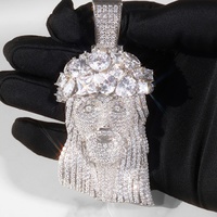 Bijoux fantaisie, or 18 carats, argent sterling 925, diamant moissanite VVS, pendentif Jésus pour homme, collier