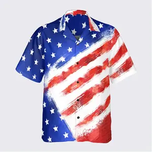 Wholesale Custom T Shirt Mock Neck T Shirt American Flag Shirt For Marketing Promotion