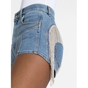 Mini <span class=keywords><strong>short</strong></span> <span class=keywords><strong>en</strong></span> <span class=keywords><strong>jean</strong></span> perlé pour femme, cristal, diamant <span class=keywords><strong>de</strong></span> luxe personnalisé, haute qualité, mode, été, <span class=keywords><strong>short</strong></span> <span class=keywords><strong>en</strong></span> <span class=keywords><strong>jean</strong></span> pour femme - Product Image 4