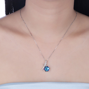 Collier en argent S925 avec pendentif en cristaux de Rhodium autrichien, chaîne et année de naissance pour femmes <span class=keywords><strong>2022</strong></span> - Product Image 6