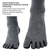 Chaussettes de compression pour la course et le cyclisme, unisexe, gris, en coton et élasthanne, mi-mollet, avec soutien de la cheville