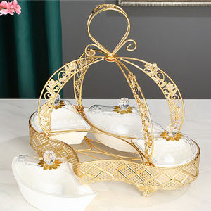 Arabic Decoration Snack Serving Plates Luxury Metal Iron Gold Sugar Dry Fruit Snack <strong>Candy</strong> Serving <strong>Tray</strong> - Product Image 1