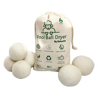 Lot de 6 boules de séchage en laine de mouton écologique et durable XL 100% 7cm boule de séchage en coton pour blanchisserie