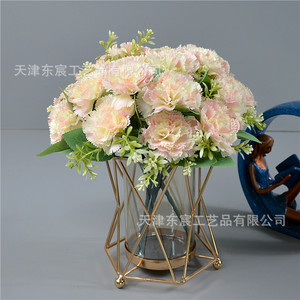 Bouquet de 7 fleurs artificielles en soie Dongchen Crafts, carnations, pour décoration intérieure et accessoires de mariage - Product Image 2