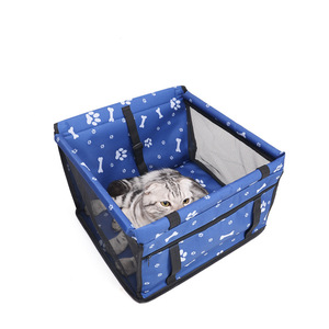 Asiento de coche para mascotas con diseño de huellas rosas, para perros, delantero o trasero, individual, impermeable, resistente al desgaste, material de PVC - Product Image 2
