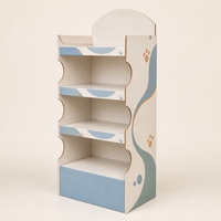 Étagère de présentation en papier sur 4 niveaux personnalisée pour produits pour animaux de compagnie, présentoir au sol pour la promotion en supermarché et la vente au détail