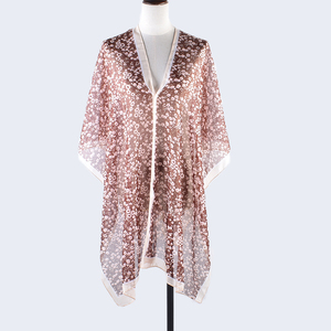 2025 derniers maillots de bain mode impression en mousseline de soie été plage paréo femmes couvrir perle bouton petite fleur fragmentée imprimer - Product Image 4