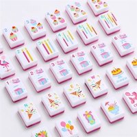 Jeu de Mahjong américain, 160 tuiles roses, en mélamine à 2 couches, thème Joyeux Anniversaire Américain, pour fête de fin d'année