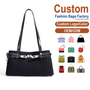 Sac à bandoulière en lin noir avec sangle en cuir |   Fabrication sur mesure OEM/ODM pour les marques de luxe et de mode - Product Image 1