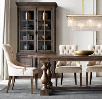 Vitrine haute vintage américaine rustique en bois avec portes vitrées et rangements pour salle à manger et salon
