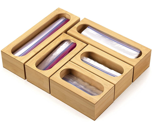 Bamboo Ziplock Bag Storage Organizer for Drawer, Compatible Food Storage Bag Organizer Holders