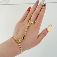 Nouveau Set de Bracelets de Doigt et Chaînes de Main en Diamant Couleurs Designer, Plaqué Or 18 carats, Bijoux de Maillons pour Femme Vente en Gros
