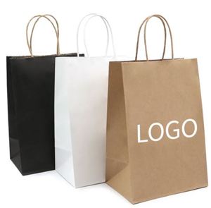 Sacs cadeaux biodégradables imprimés sur mesure avec poignée, emballage en papier kraft brun - Product Image 1