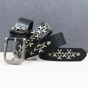 Cintura in pelle pesante Y2K con borchie da donna, cinture in pelle di vacchetta con borchie, cintura rock da donna per jeans - Product Image 5