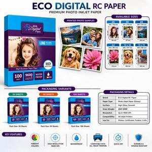 กระดาษภาพถ่ายอิงค์เจ็ท RC 264 แกรม เคลือบเงา ขนาด A4 50 แผ่น เคลือบเรซิ่น กระดาษพิมพ์ภาพคุณภาพพรีเมียมสำหรับภาพความละเอียดสูง - Product Image 5