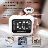Bett-Vibrationsalarm mit 4 Alarmzeiten, 3-Zoll-Bildschirm, Countdown, Weißes Rauschen und optionalem Radio