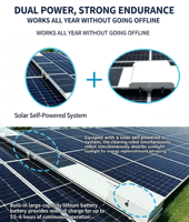 Machine de nettoyage de panneaux solaires suspendus extra longue sur mesure avec contrôle automatique intelligent pour fermes solaires simples ou multi-chaînes