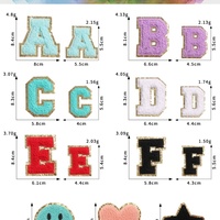 Patch brodé lettre A-Z en chenille vert menthe avec bordure dorée scintillante, thermocollant pour sacs cosmétiques, pochettes, vêtements, DIY