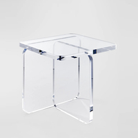 Table d'appoint de salon en acrylique haute transparence de luxe léger Table basse simple carrée