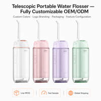 Hydropulseur Portable Personnalisé Télescopique Pliable pour Voyage, Irrigateur Buccal IPX7 Type-C, Autonomie 120 Jours, OEM ODM Marque Privée