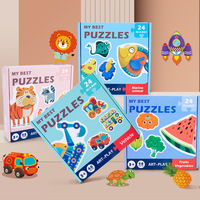 Rompecabezas de dibujos animados para niños, juguete de aprendizaje con caja de embalaje, impresión personalizada, barato